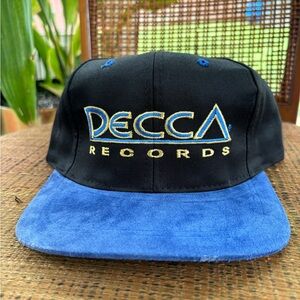 Vintage Decca Records SnapBack Suede Hat black and blue